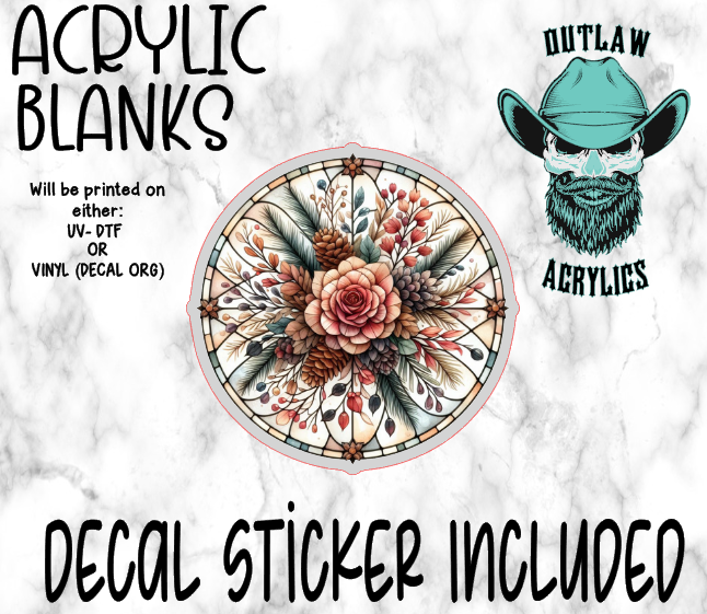 Stained Glass Flower & Pinecone Acrylic & Decal Set