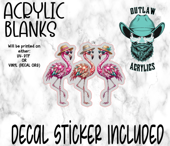 Pink Stone Flamingo Acrylic & Decal Set