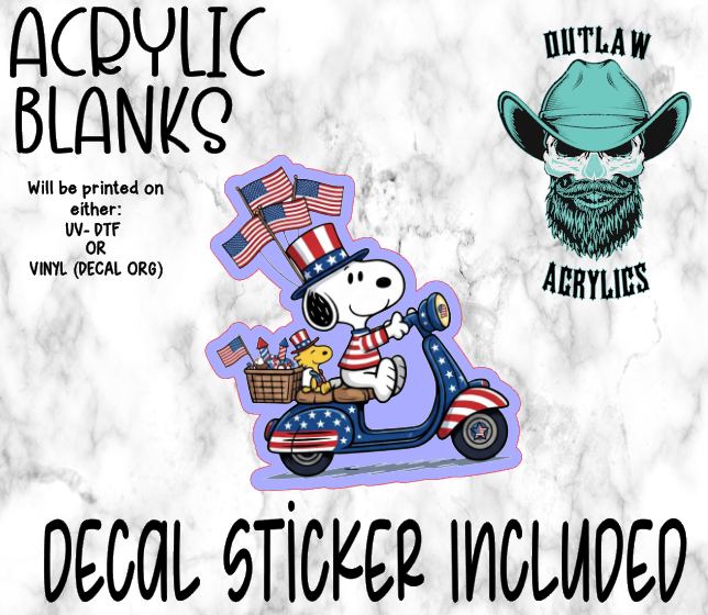 Patriotic Dog Bird Scooter Acrylic & Decal Set
