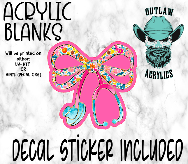 Pink Floral Bow Scope Acrylic & Decal Set