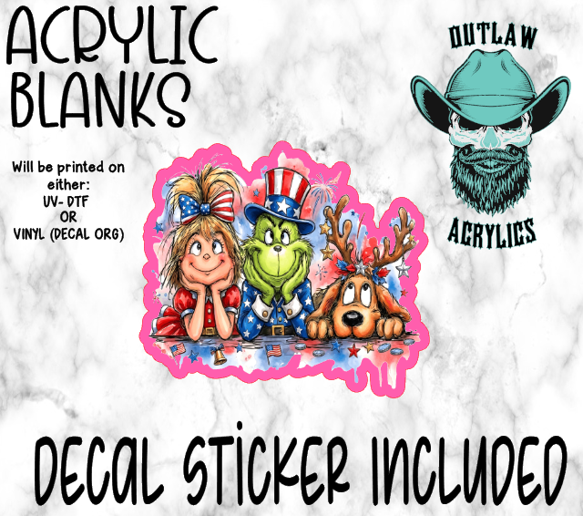 Patriotic Green Guy & Friends Acrylic & Decal Set