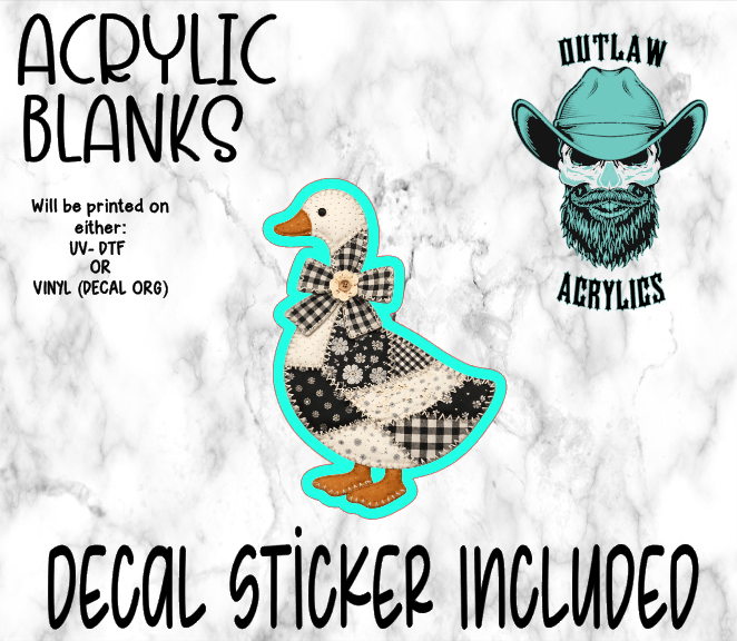 Black White Patch Work Goose Acrylic & Decal Set