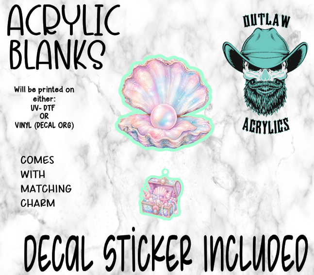 Pastel Oyster & Pearl Acrylic & Decal Set WITH MATCHING CHARM