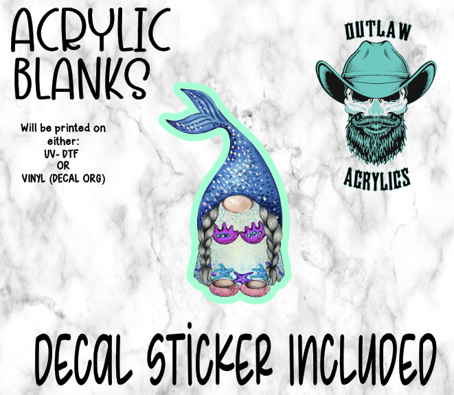Mermaid Gnome Acrylic & Decal Set