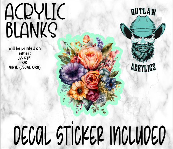 Watercolor Floral Bouquet Acrylic & Decal Set