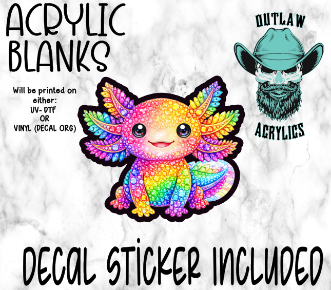 Rainbow Stone Axolotl Acrylic & Decal Set