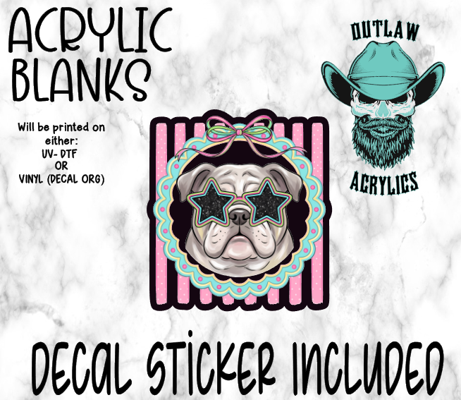 Preppy Bulldog Acrylic & Decal Set