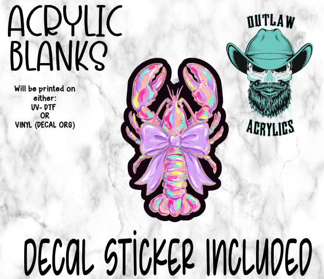 Girly Lobster Acrylic & Decal Set
