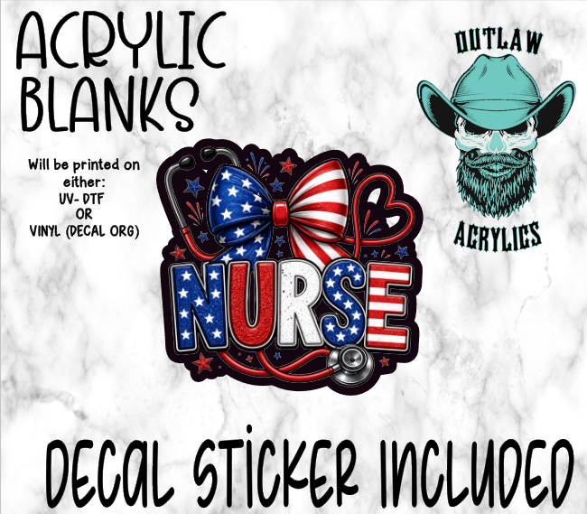 Red White Blue Nurse Scope Stars Acrylic & Decal Set