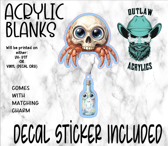 Crab Skull Acrylic & Decal Set WITH MATCHING CHARM
