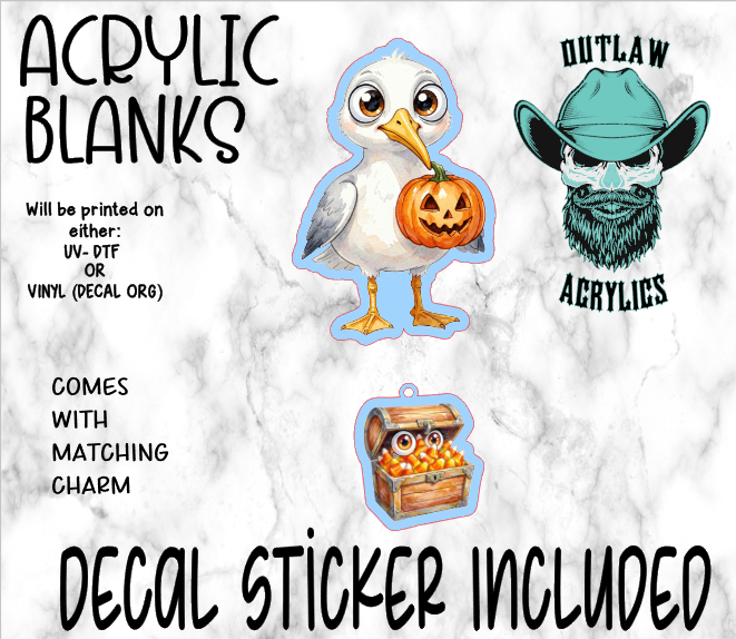 Pumpkin Pelican Acrylic & Decal Set WITH MATCHING CHARM