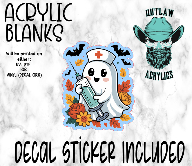 Ghost Nurse Floral Bats Acrylic & Decal Set