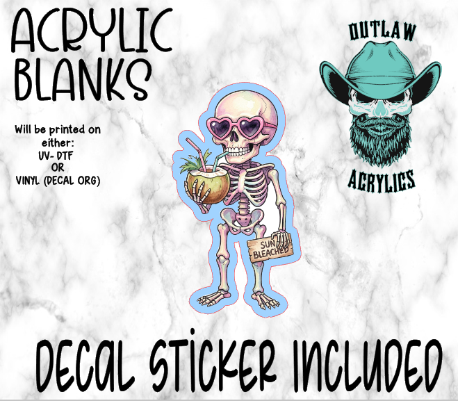 Skele W/ Colada Drink Acrylic & Decal Set