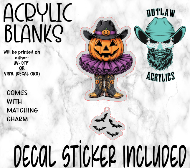 Pumpkin Tutu Acrylic & Decal Set WITH MATCHING CHARM