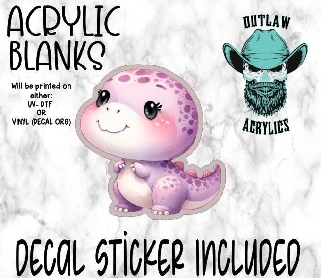 Smiling Purple Baby Dino Acrylic & Decal Set