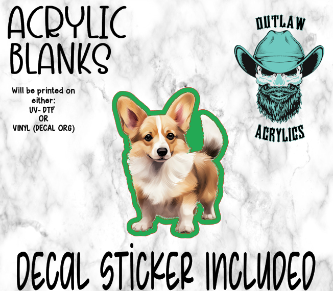 Watercolor Baby Corgi Acrylic & Decal Set