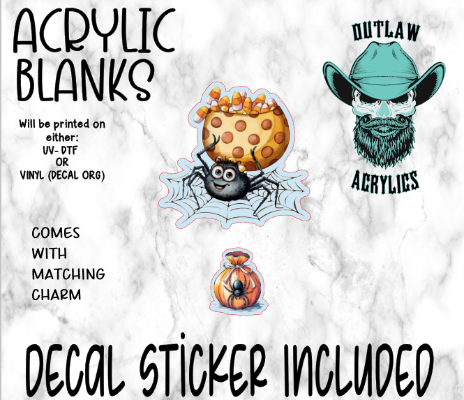 Spider Web Candy Acrylic & Decal Set WITH MATCHING CHARM