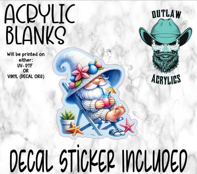 Gnome Beach Bum Acrylic & Decal Set