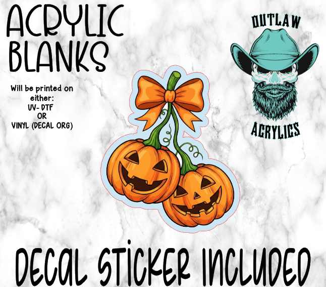 Double Pumpkin Bow Acrylic & Decal Set