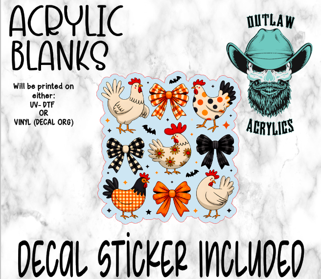 Chicken Bows Acrylic & Decal Set