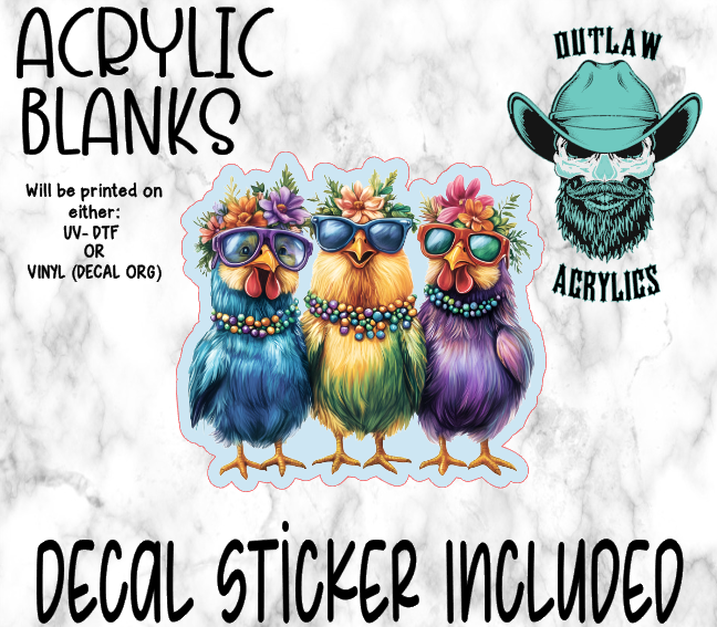 Floral Chickens Acrylic & Decal Set