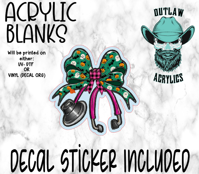 Green Halloween Scope Bow Acrylic & Decal Set
