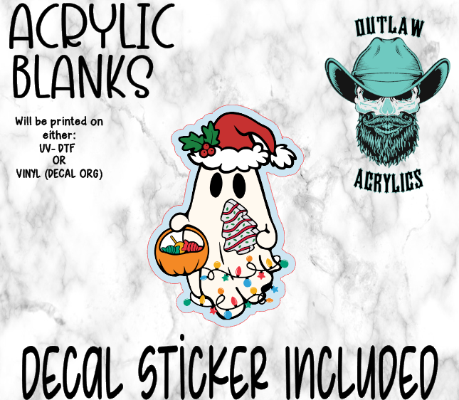 Ghost Christmas Halloween Acrylic & Decal Set