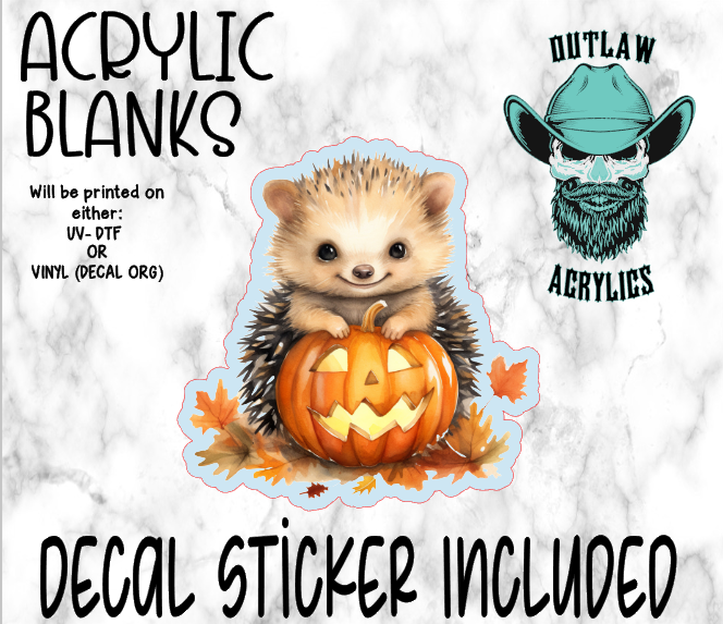Fall Hedgehog Pumpkin Acrylic & Decal Set