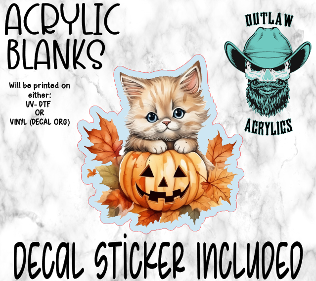 Fall Cat Pumpkin Acrylic & Decal Set