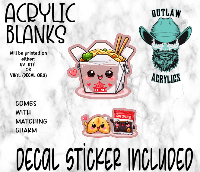 Take Out Acrylic & Decal Set WITH MATCHING CHARM