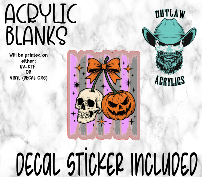 Pink Grey Skull Pumpkin Acrylic & Decal Set