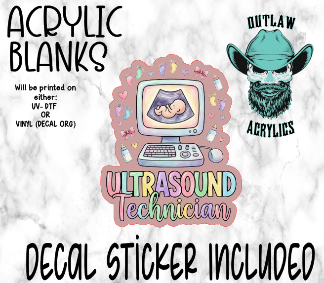 Ultrasound Tech Colorful Acrylic & Decal Set
