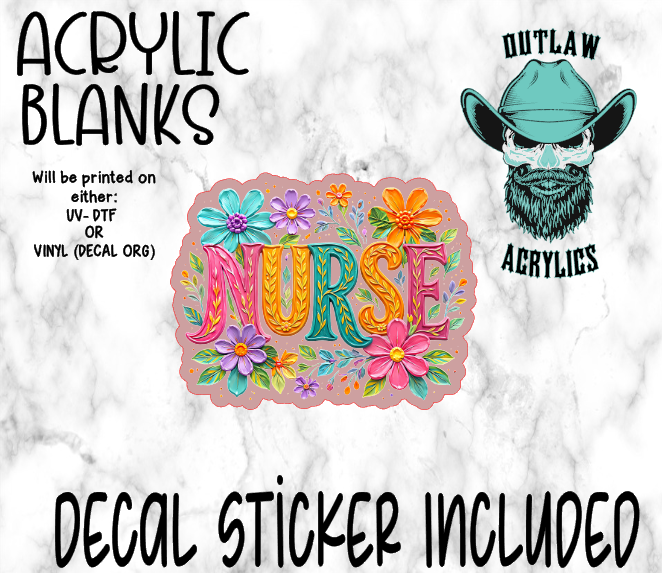 Floral Nurse Acrylic & Decal Set