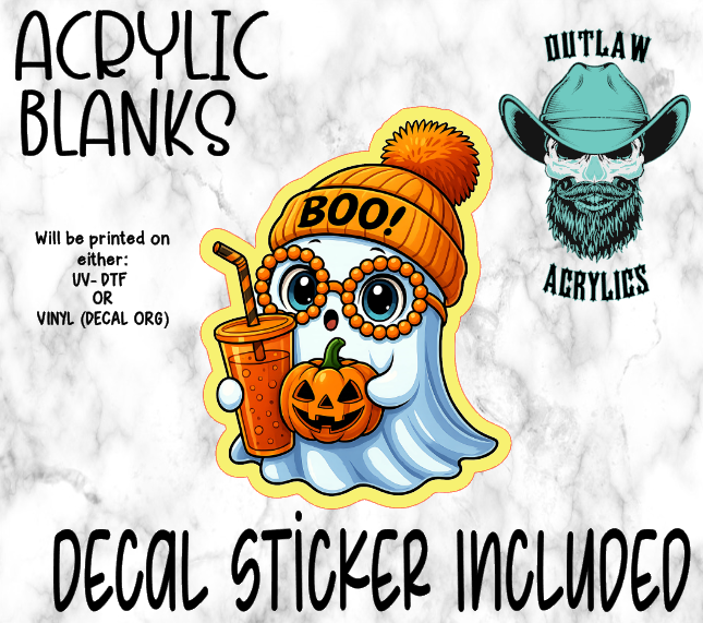 Orange Boo Ghost Acrylic & Decal Set