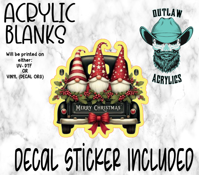 Gnome Christmas Truck Rear Acrylic & Decal Set