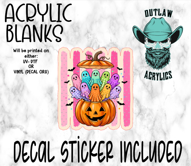 Colorful Ghost Pumpkin Acrylic & Decal Set