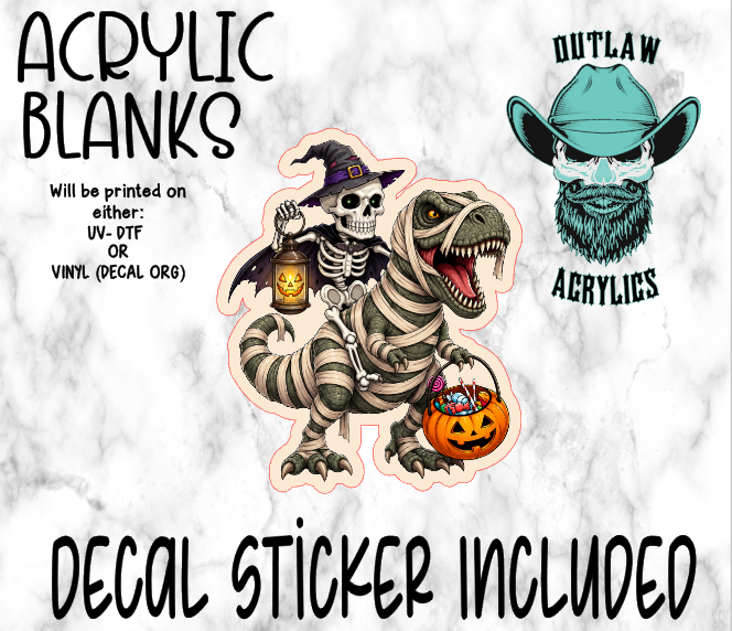 Halloween Skele Dino Mummy Basket Acrylic & Decal Set