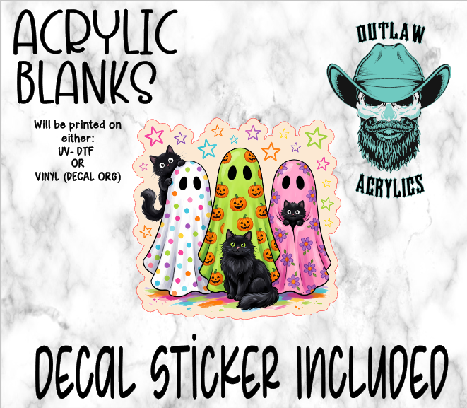 Pastel Dots Pumpkin Floral Black Cat Ghosts Acrylic & Decal Set