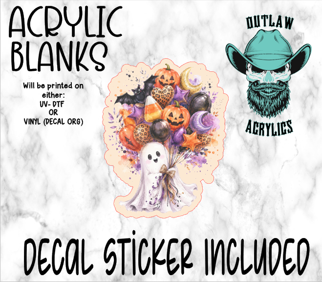Ghost Halloween Balloon Bouquet Acrylic & Decal Set