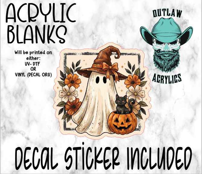 Ghost Frame Cat Pumpkin Acrylic & Decal Set