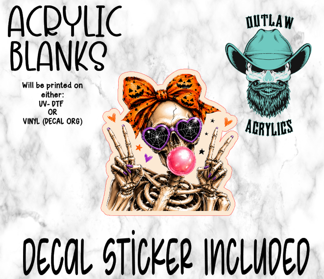 Peace Bubble Gum Girl Skele Acrylic & Decal Set
