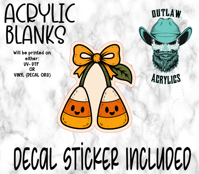 Candy Corn Bow Acrylic & Decal Set