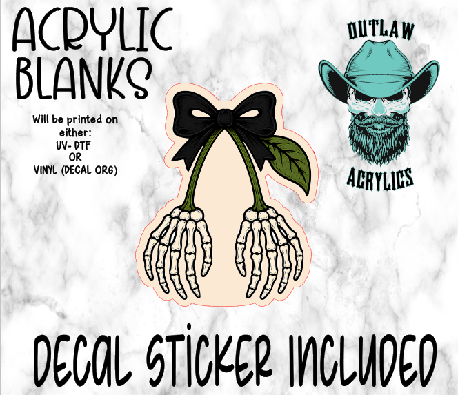 Skeleton Hands Bow Acrylic & Decal Set