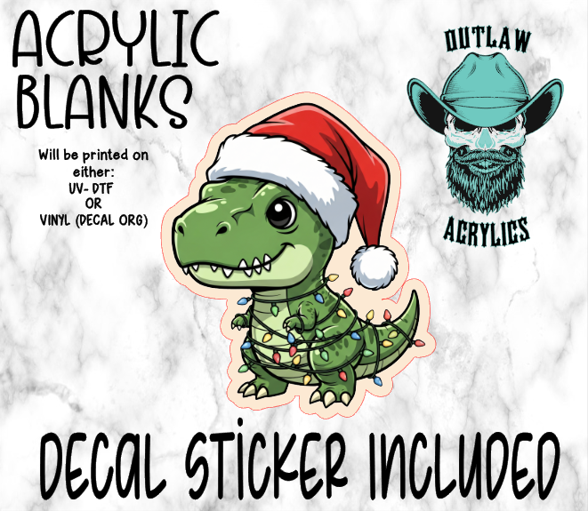 Christmas Lights Santa Hat Dino Acrylic & Decal Set