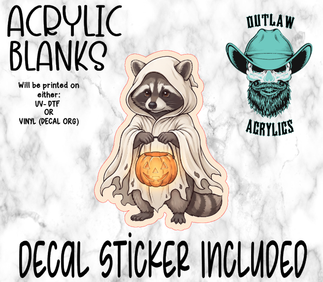 Racoon Ghost Pumpkin Acrylic & Decal Set