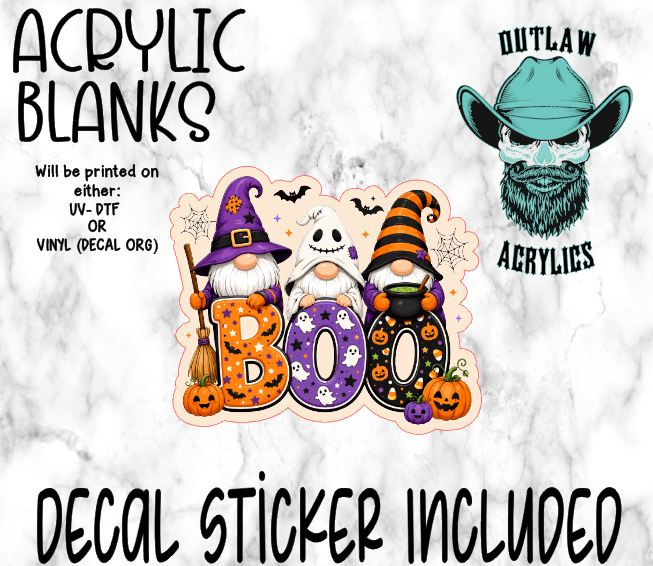 Boo Trio Gnomes Acrylic & Decal Set