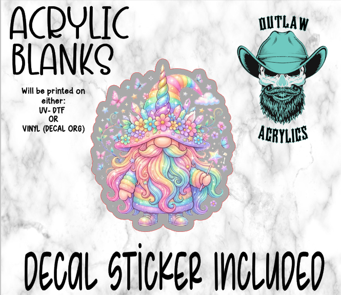 Pastel Fairy Gnome Acrylic & Decal Set