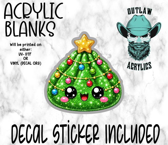 Christmas Tree Glitter Dump Acrylic & Decal Set