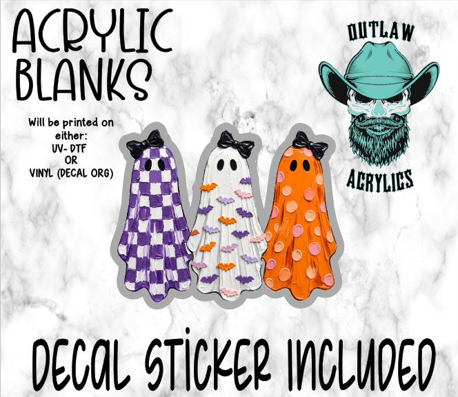 Brushed Purple Orang White Ghosts Polka Dots Acrylic & Decal Set