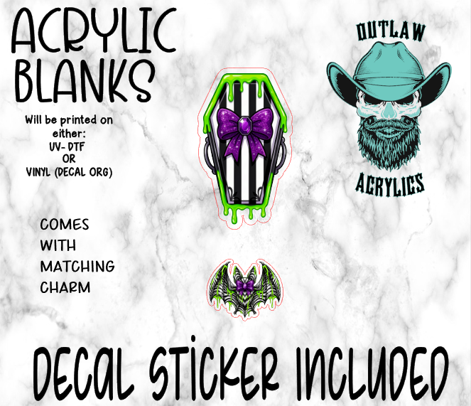 Coffin Slime Acrylic & Decal Set WITH MATCHING CHARM